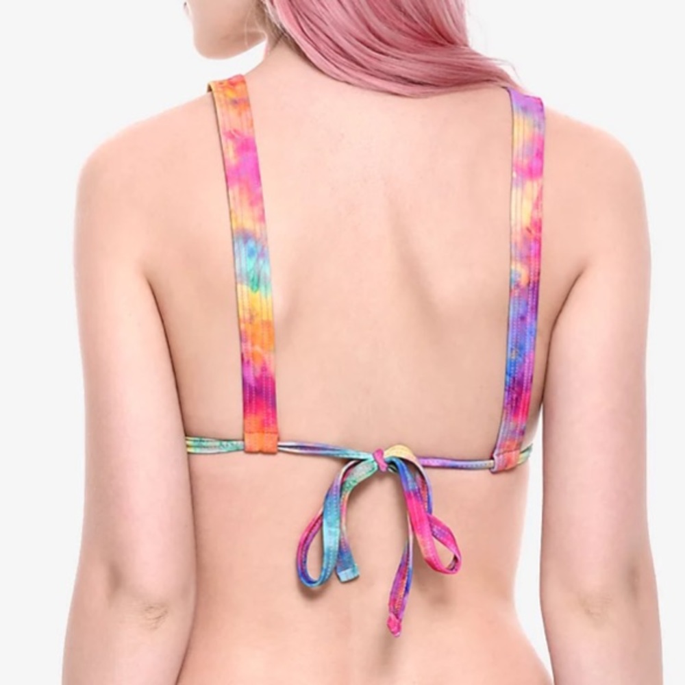 Rainbow Tie Dye Swim Top Hot Topic - Picture 3 of 5